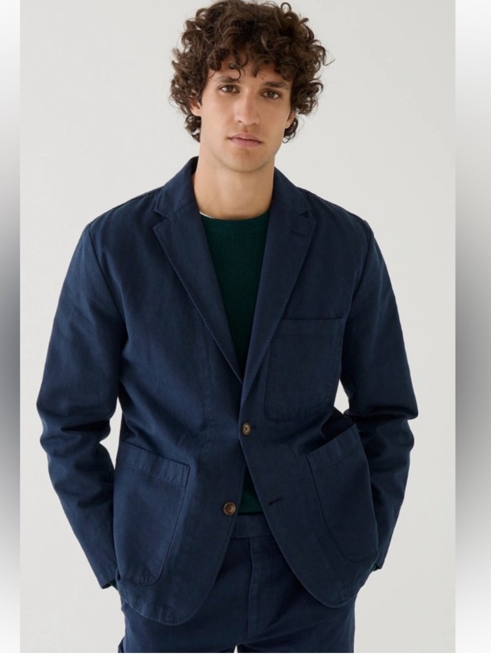 J Crew Ludlow Cotton Blue Mens 2 Button Blazer Sport Coat Jacket 40 S
